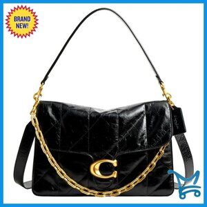 Quilted Leather Shoulder Bag with Detachable Straps, Fits 13" Laptop